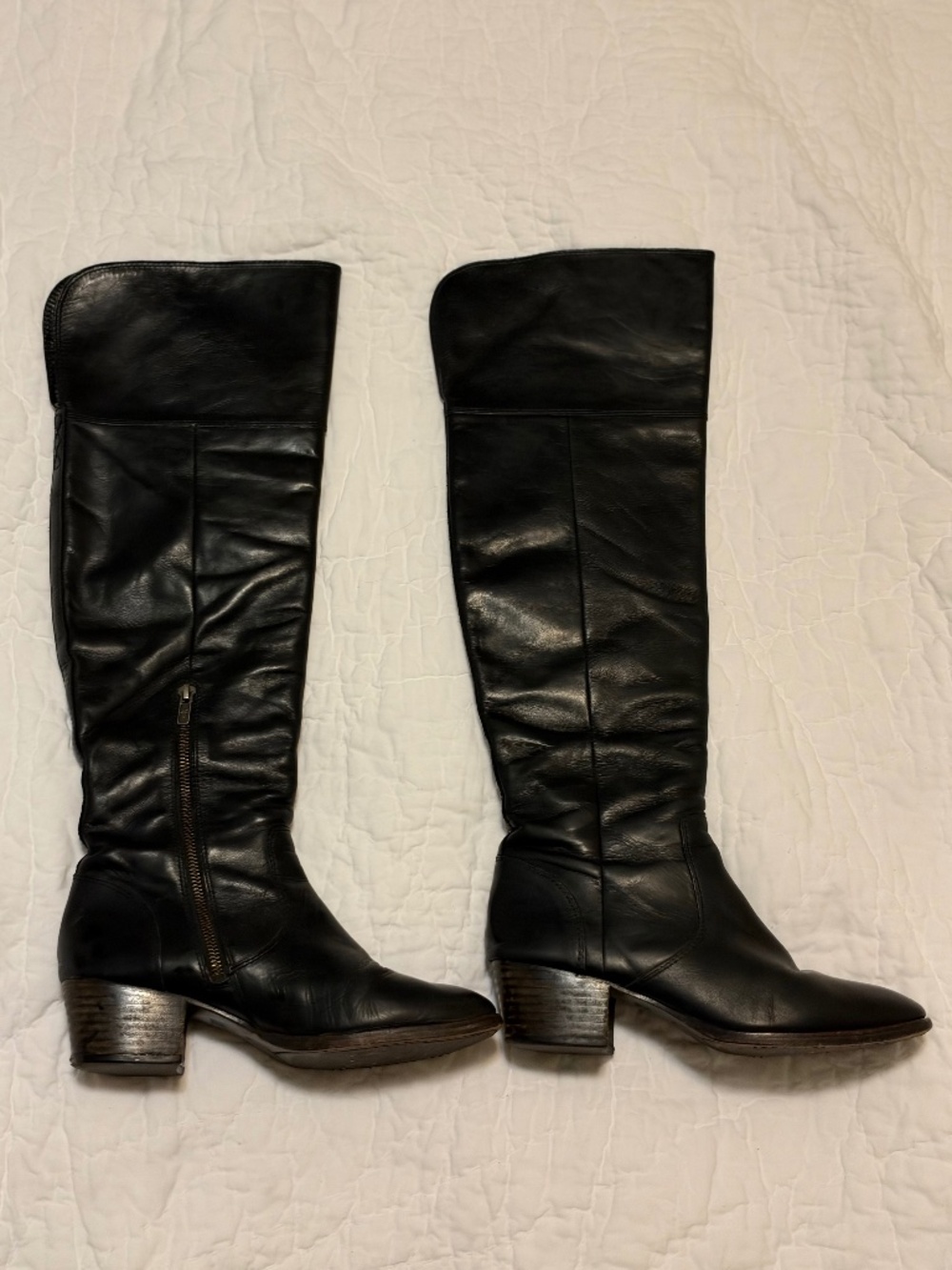 Frye Over the Knee Boots Leather Black W 8.5